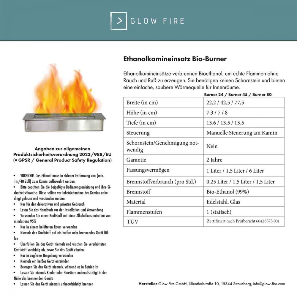 Glow Fire Ethanolkamin Karlstad
